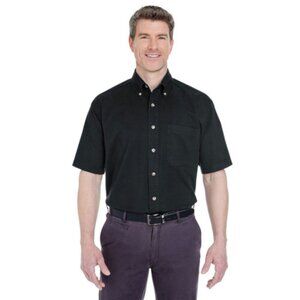Ultraclub 8965C Adult Short-Sleeve Cypress Twill with Pocket - Black